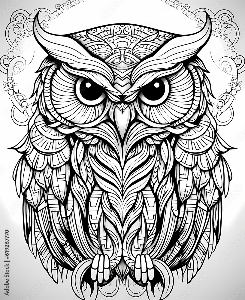 Obraz premium Black and white owl art