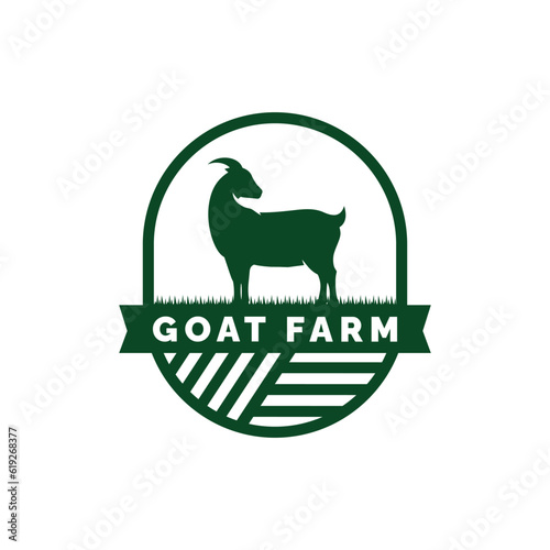 Goat farm logo design vector illustration. Livestock logo vector