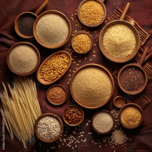 A collection of whole grains such as quinoa brown rice and oats highlighting their nutritional value and versatility in meals 