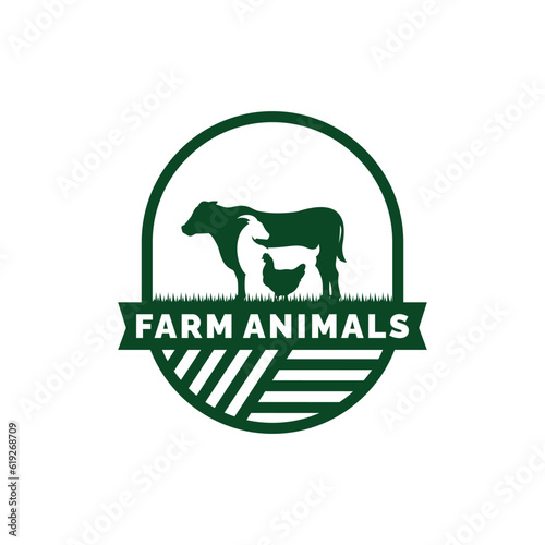 Farm animals logo design vector. Livestock logo vector