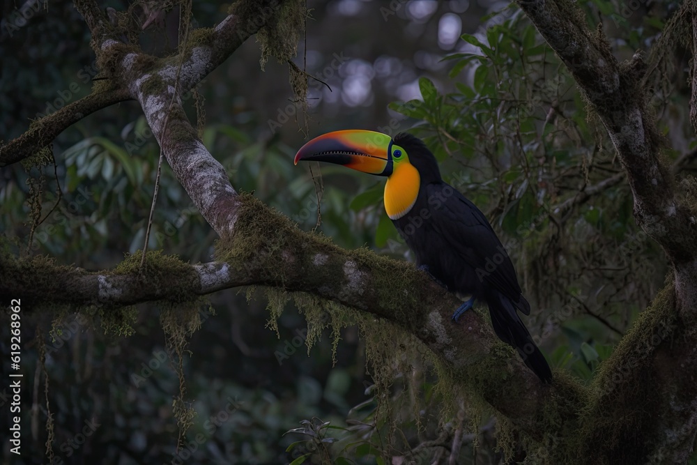 Obraz premium vibrant toucan perched on a tropical tree branch