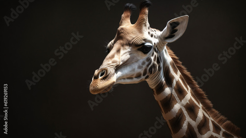 giraffe head close up animal wildlife neck mammal generative ai