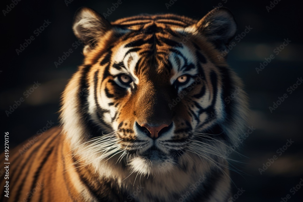 fierce tiger staring directly at the viewer