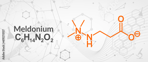 Meldonium anti-ischemic drug molecule. Used in treatment of angina and myocardial infarction. Skeletal formula.