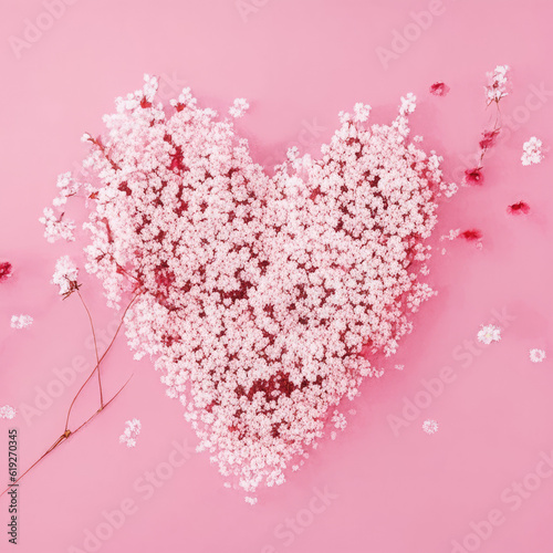 Heart of flowers, Pink flowers and love heart background, wedding heart wallpaper,