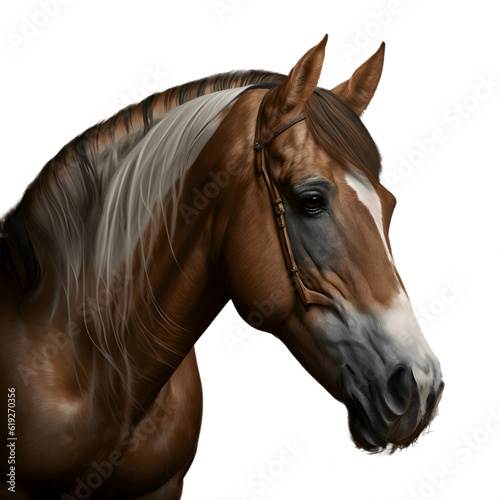 Portrait of a horse isolated on white background  Transparent cutout
