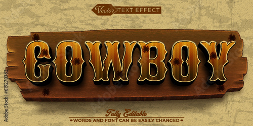 Western Cowboy Vector Editable Text Effect Template