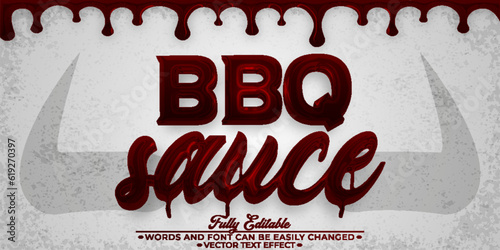 Fluid Dark Red BBQ Sauce Vector Editable Text Effect Template