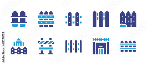 Fencing icon set. Duotone color. Vector illustration. Containing fence, prison.