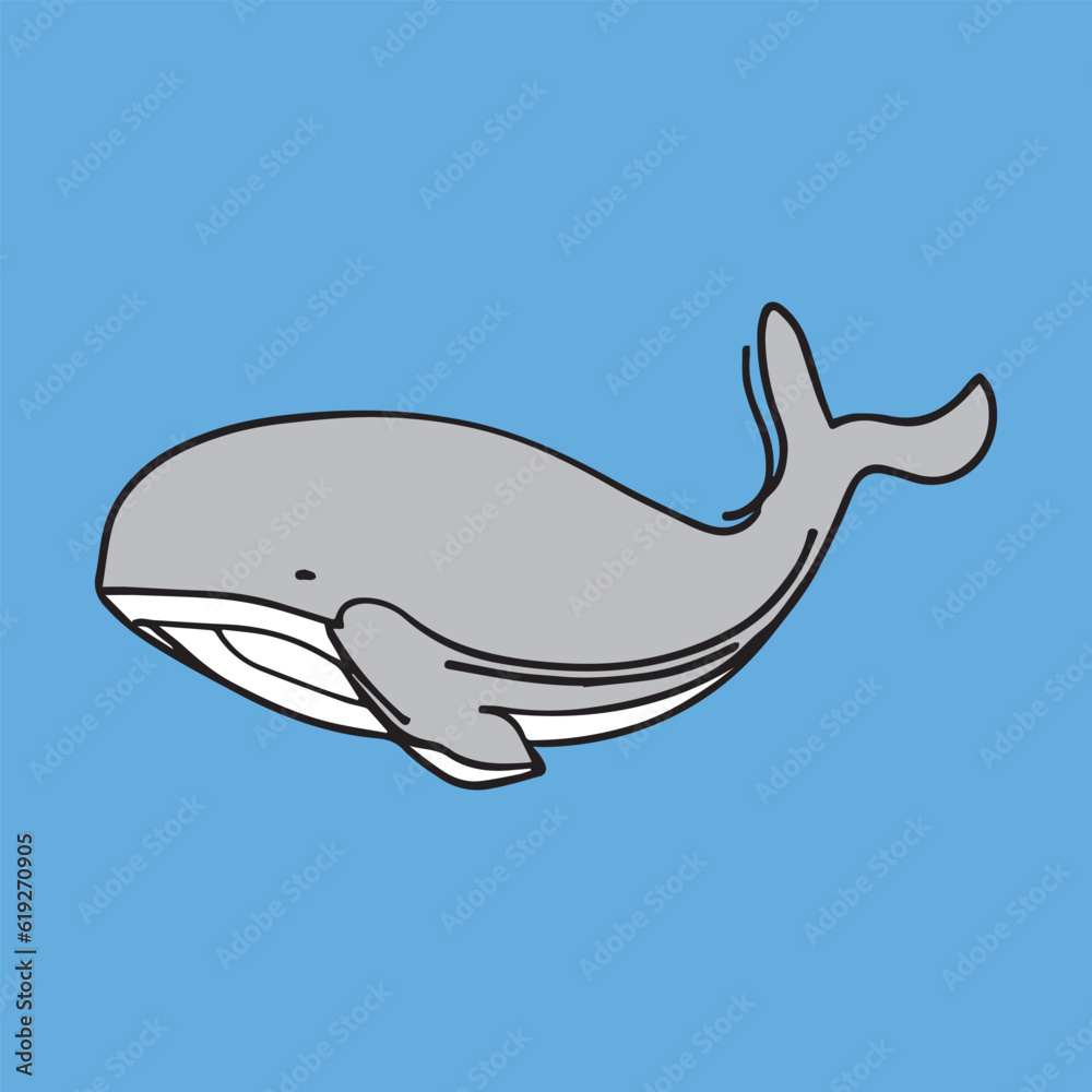 cute whale vector illustration in sea, draw in line cute whale vector illustration in sea, draw in line