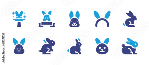 Rabbit icon set. Duotone color. Vector illustration. Containing magic hat, easter bunny, costume, rabbit, bunny.