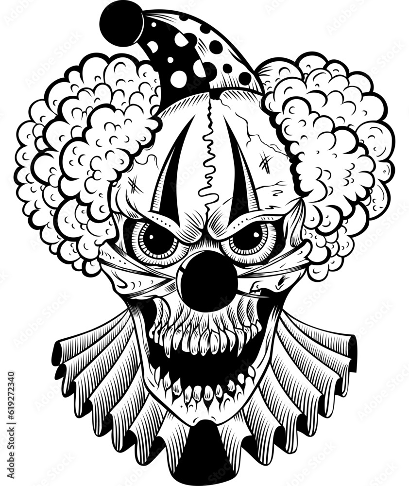 Fototapeta premium Clown Head Horror Tattoo