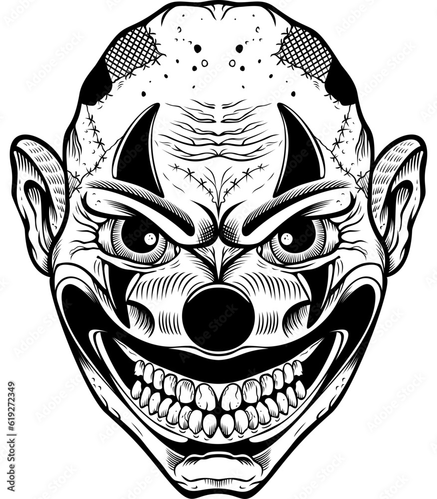 Clown Head Horror Tattoo
