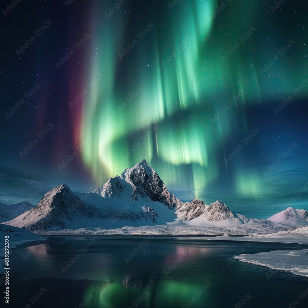 Aurora borealis and aurora australis simultaneously lighting up the polar skies creating a breathtaking display 