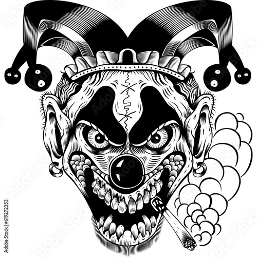 Clown Head Horror Tattoo