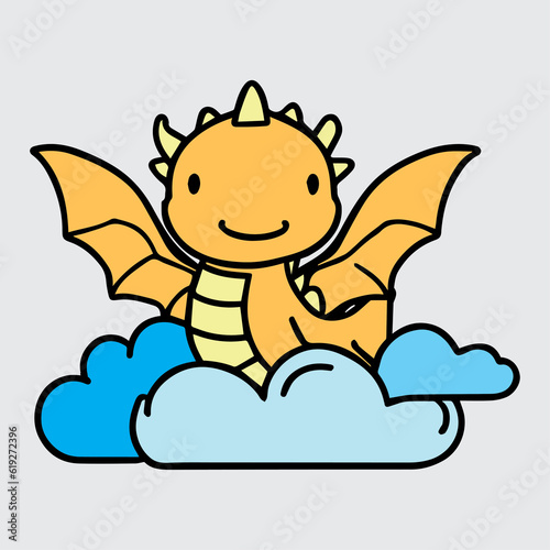 cute dragon drawing child use editable , eps jpg social media use or print out sticker.