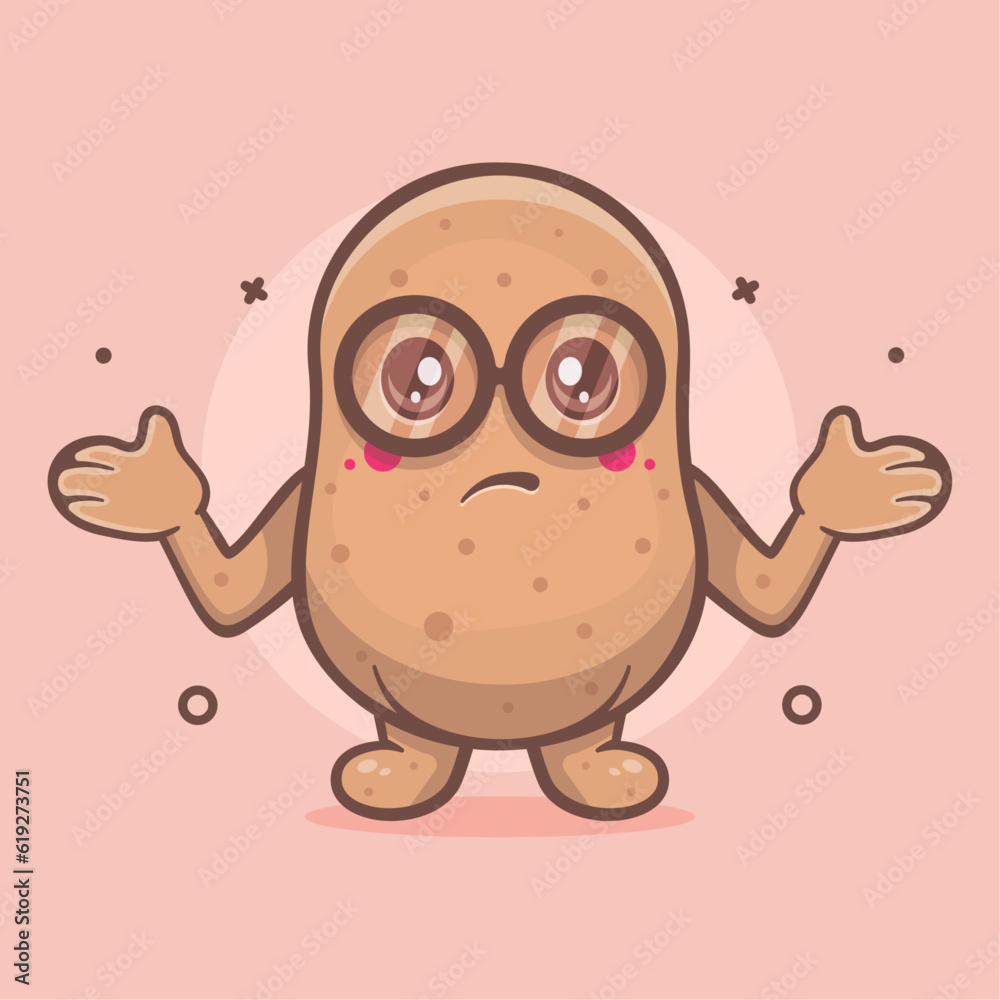cute potato vegetable character mascot with confused gesture isolated cartoon in flat style design