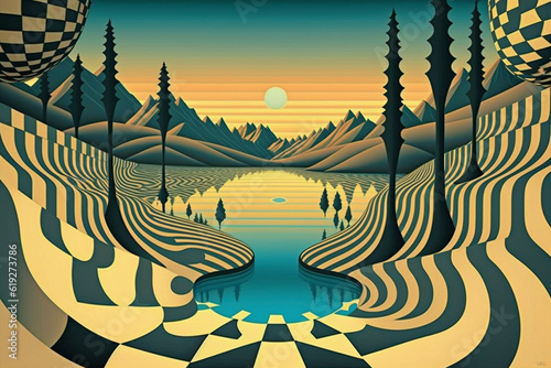 National Park Op Art Trippy Surreal Psychedelic Forest Optical