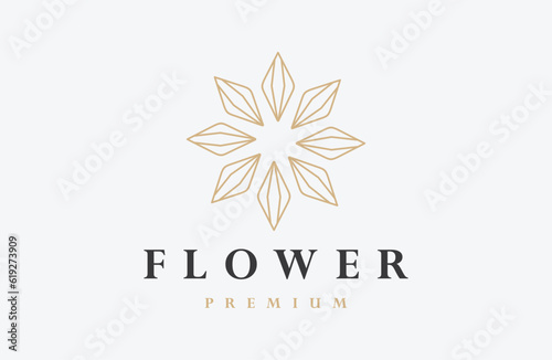  Flower Logo Design circle vector template. Jewelry Luxury Fashion Logotype concept icon.