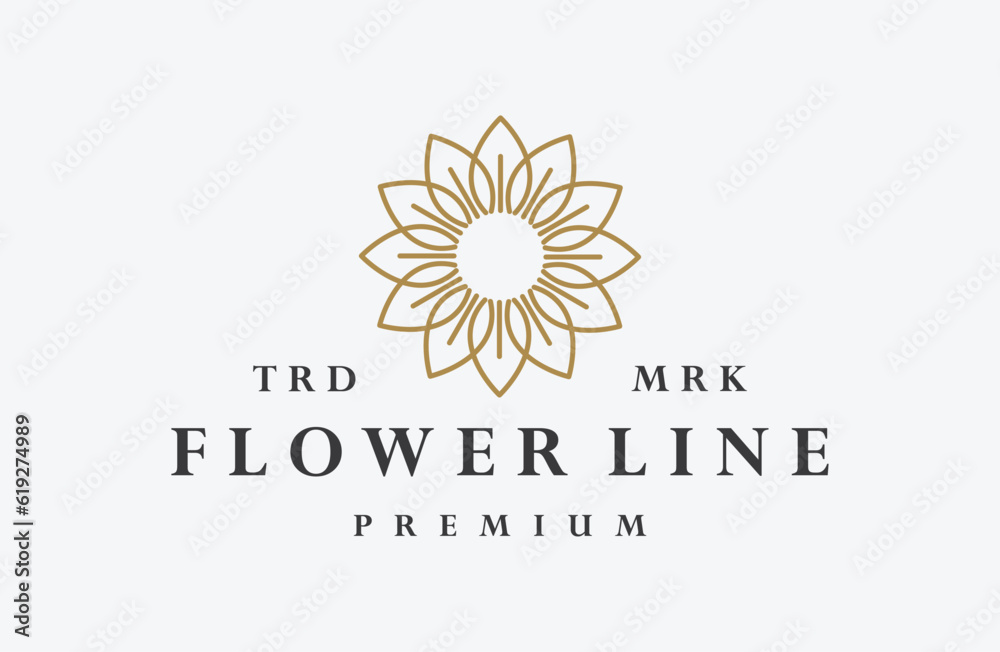 Fototapeta premium Flower Logo Design circle vector template. Jewelry Luxury Fashion Logotype concept icon.