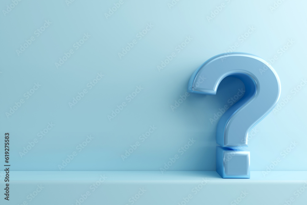Question mark on blue background. concepts of business support, questions, doubts, and causes. with copy space. 3D Question mark on blue background. concepts of business support, questions, doubts, and causes. with copy space. 3D