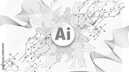 Chatbot OpenAi and line technology network background. Smart AI or Artificial Intelligence vector illustration using.Digital technology and Abstract background concept.