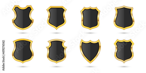 Gold shield coat arms design elements