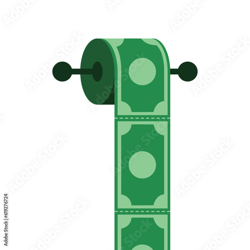 Money as toilet paper tissue. Economy financial vector art illustration