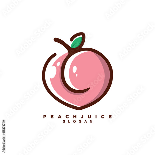 Fresh peach fruit logo design. juicy peach logo for your brand or business