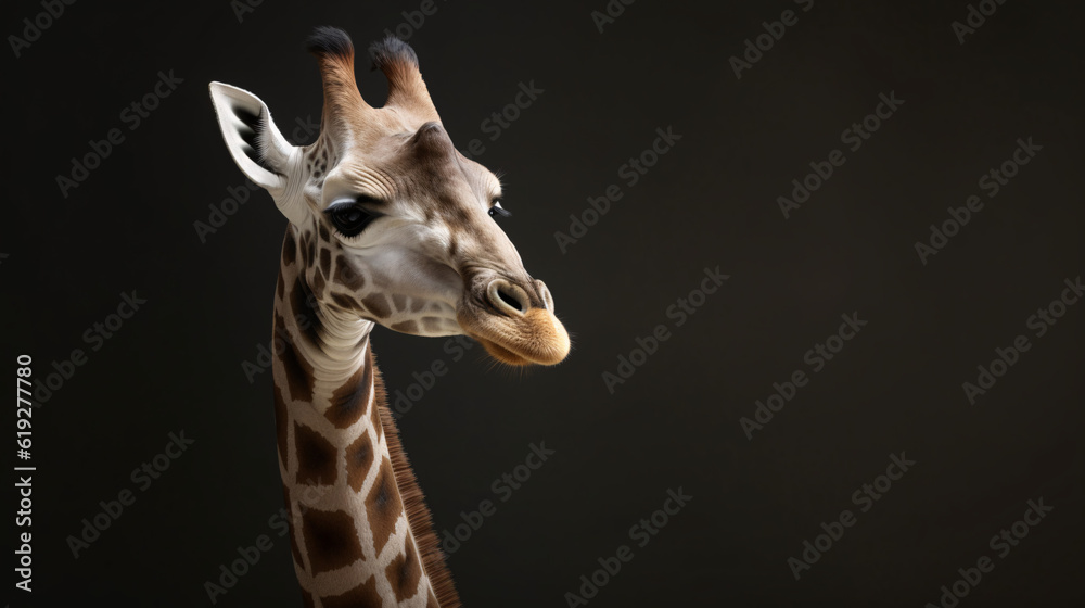 Obraz premium giraffe head close up animal wildlife neck mammal generative ai 