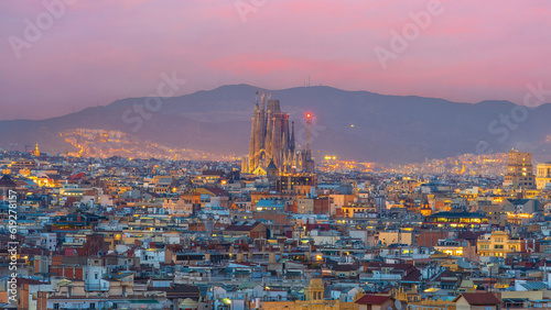 Downtown Barcelona city skyline, cityscpae of Spain photo
