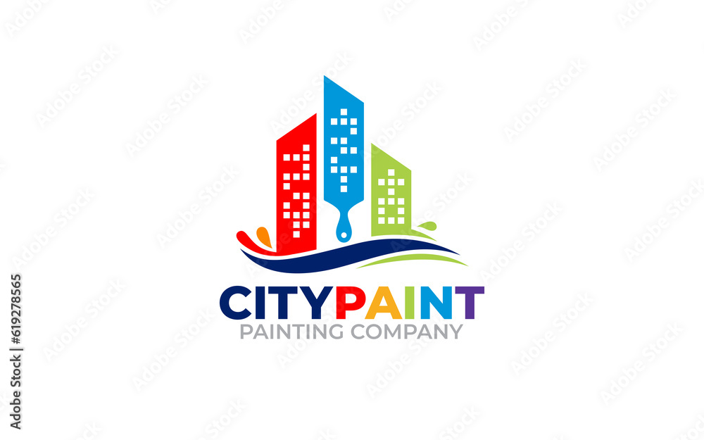 Illustration of graphic vector colors of professional paint company logo design template