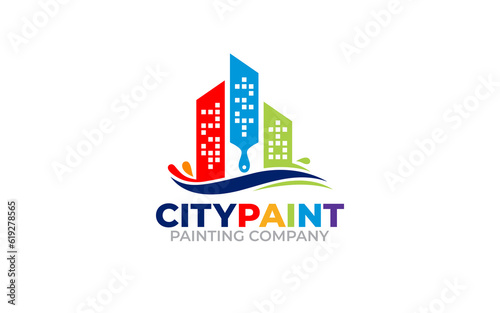 Illustration of graphic vector colors of professional paint company logo design template