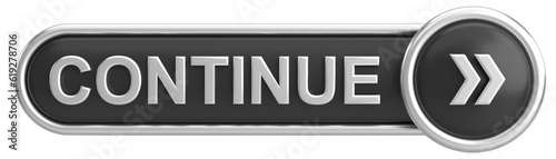 Next button. Continue button. 3D illustration.