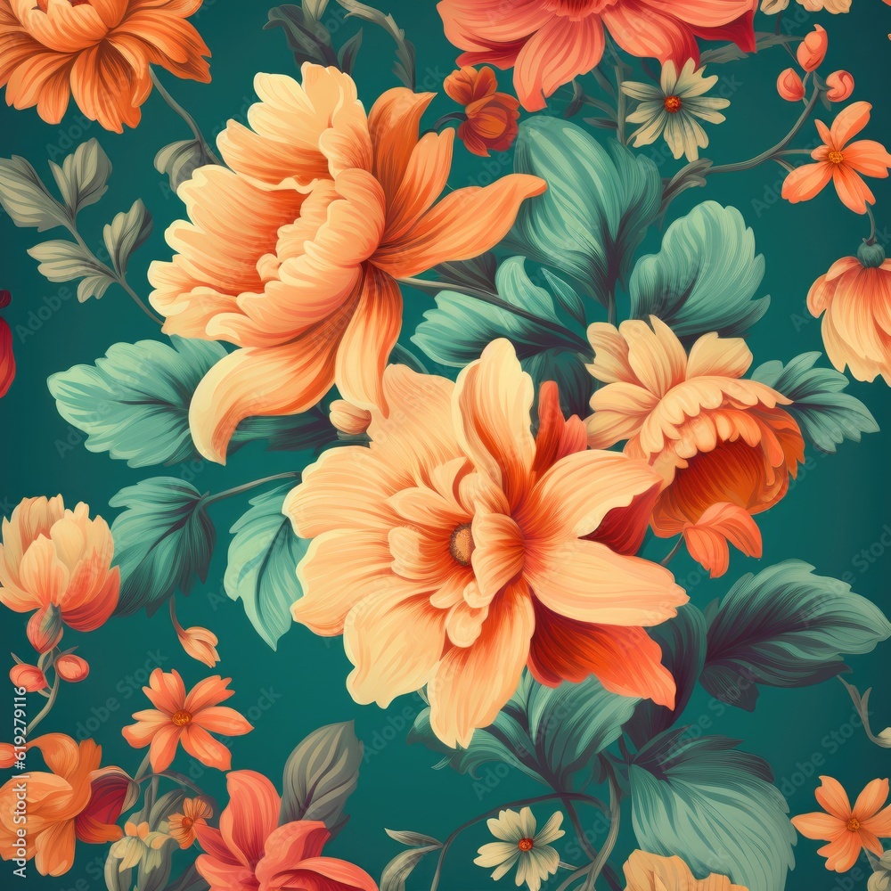 Retro floral pattern with vintageinspired designs 