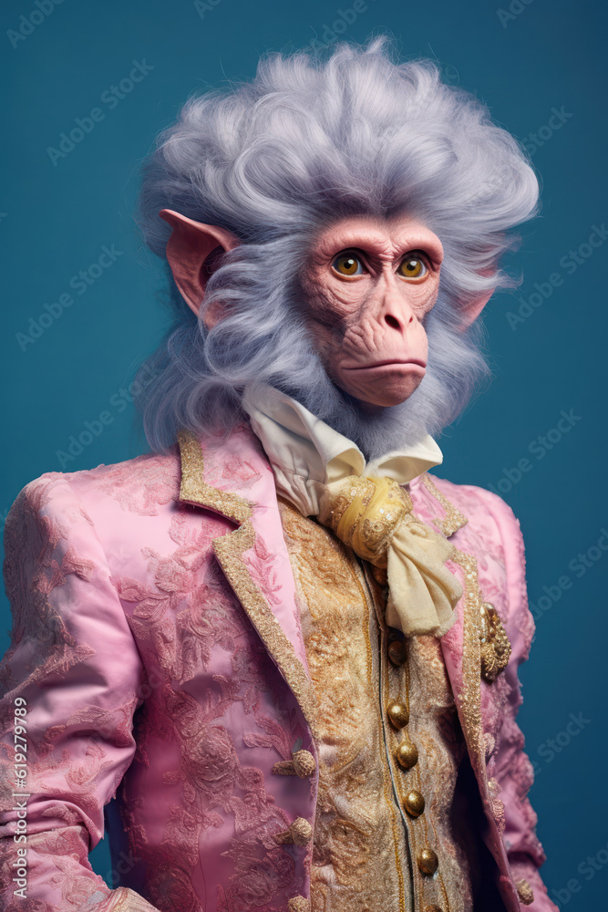 Anthropomorphic monkey prince, retro style. Anthropomorphic monkey prince, retro style.