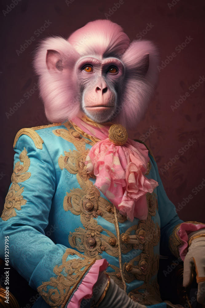 Obraz premium Anthropomorphic monkey prince, retro style.