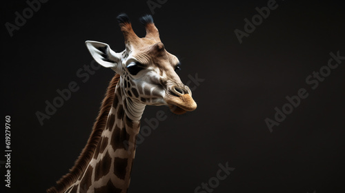 giraffe head close up animal wildlife neck mammal generative ai 