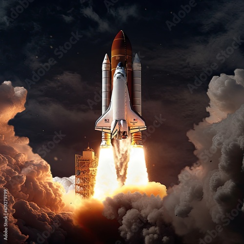 Space shuttle launching into space capturing the power and excitement of space missions 