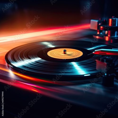 Foto Spinning vinyl records