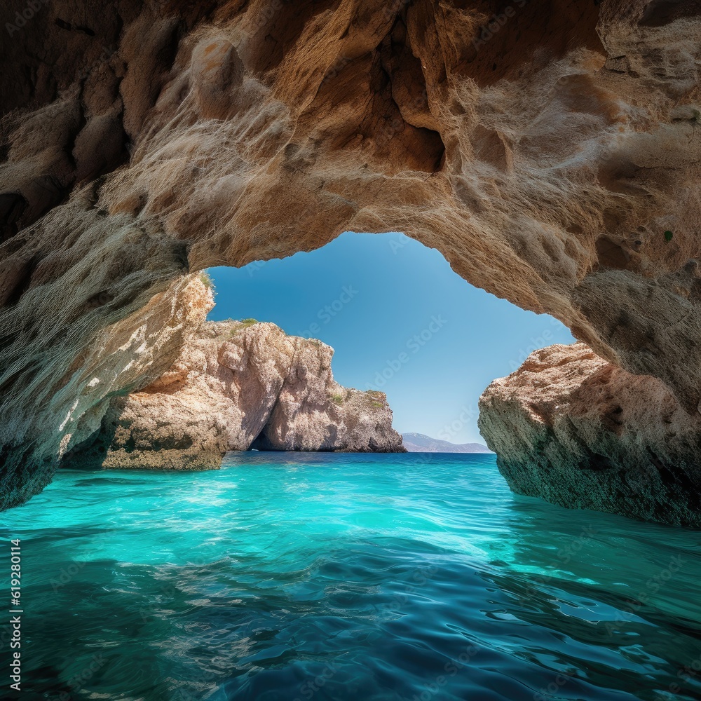 Fototapeta premium Stunning view of a natural arch over turquoise waters 