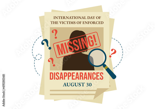 International Day of the Victims of Enforced Disappearances Vector Illustration on August 30 with Missing Person or Lost People Templates