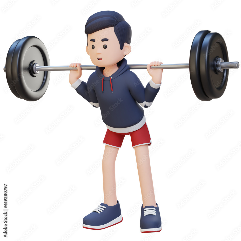 3D Sportsman Character Building Lower Body Strength with Barbell Squat Workout 3D Sportsman Character Building Lower Body Strength with Barbell Squat Workout