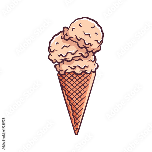 Ice cream cone vector illustration with color