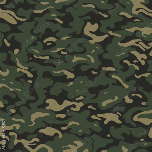 Military abstract foliage camo pattern. Modern military design background
