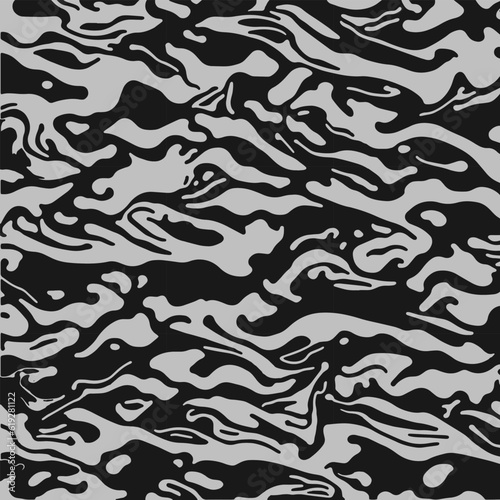 Black and white batik design with abstract patterns. Traditional fabric design from Indonesia