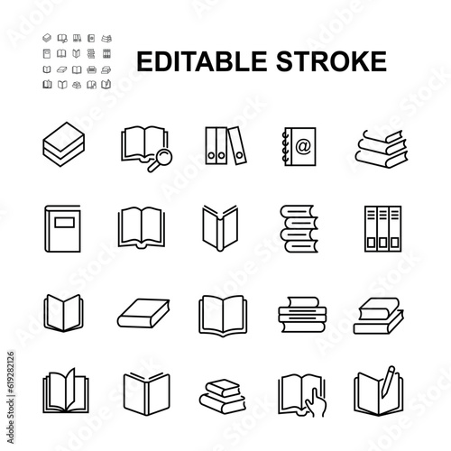 Simple Set of Icons Related to Books.