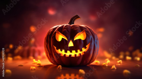Lantern pumpkin on a dark red background