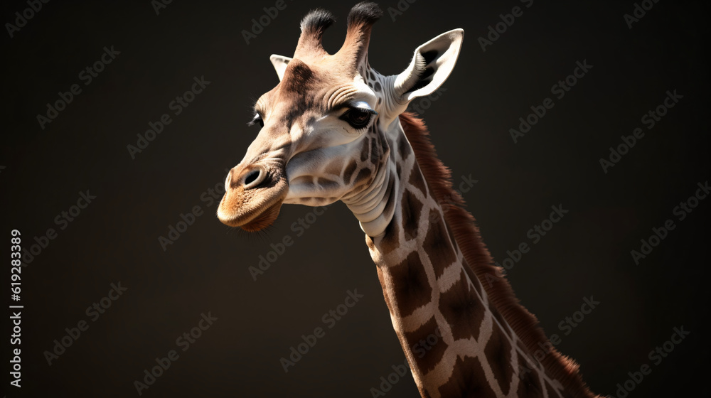 Obraz premium giraffe head close up animal wildlife neck mammal generative ai 