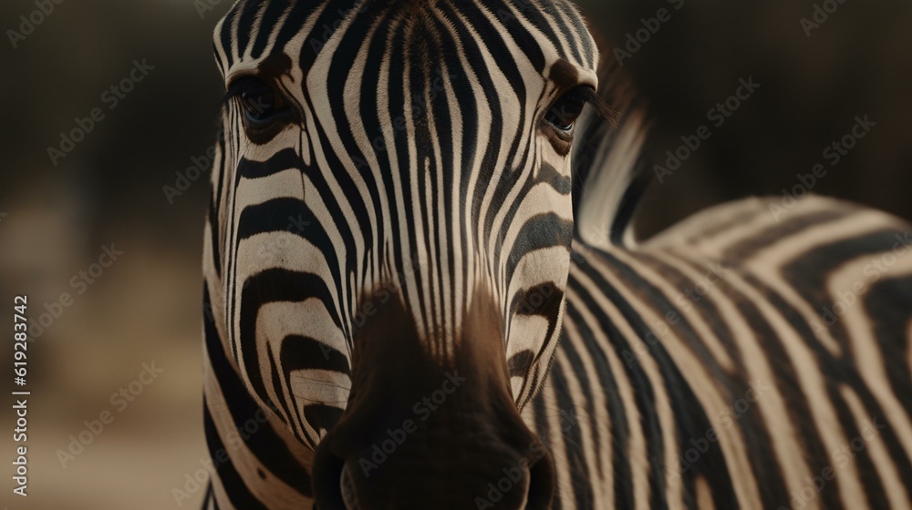 Naklejka premium zebra close up animal mammal wild generative ai